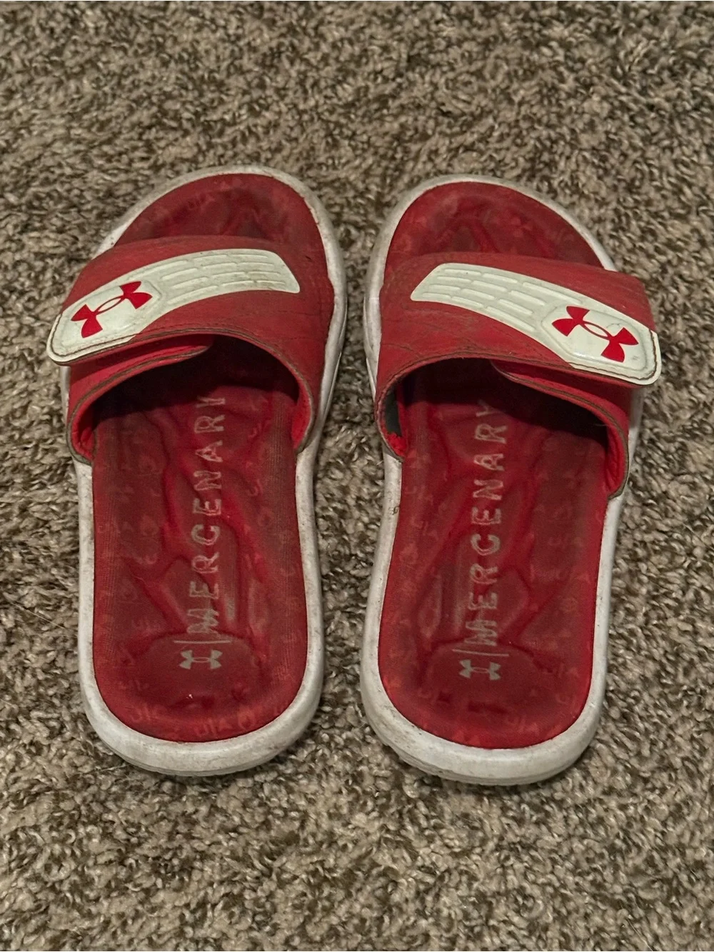 Under Armour Kids' Red Slide Sandals Size 2Y